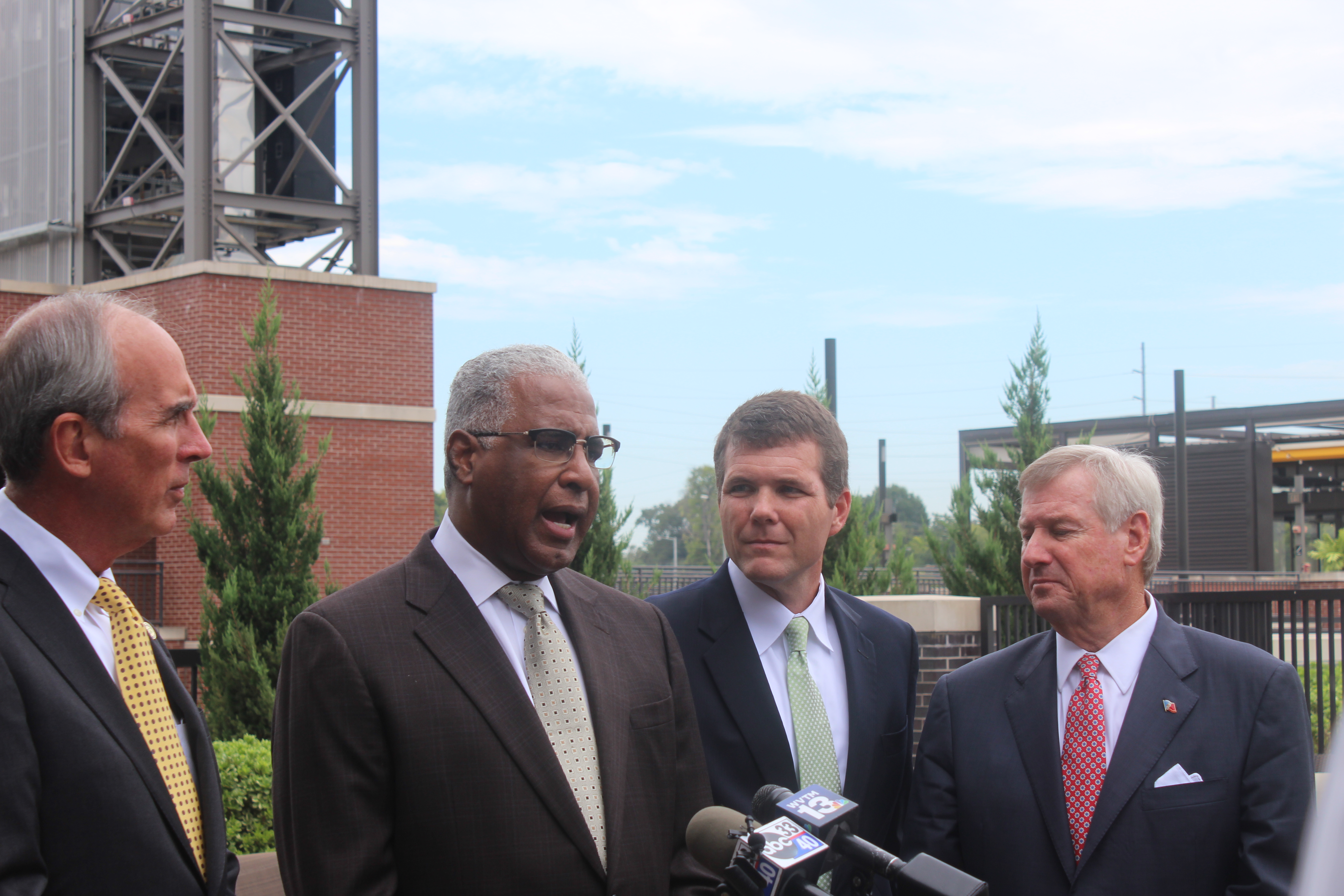 Alabama mayors from left: Sandy Stimpson (Mobile), William Bell (Birmingham), Walter Maddox (Tuscaloosa) and Todd Strange (Montgomery) met in Birmingham on Monday to exchange ideas on how to improve and resolve issues in their cities. (Ariel Worthy, The Birmingham Times)