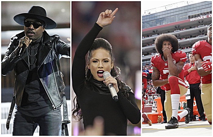 From left: Singer Anthony Hamilton, Alicia Keys and 49ers quarterback Colin Kaepernick.