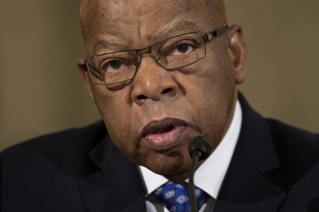 In this Jan. 11, 2017 file photo, Rep. John Lewis, D-Ga. testifies on Capitol Hill in Washington at the confirmation hearing for Attorney General-designate, Sen. Jeff Sessions, R-Ala., before the Senate Judiciary Committee. Lewis says he’s doesn’t consider Donald Trump a “legitimate president,” blaming the Russians for helping the Republican win the White House. (AP Photo/Cliff Owen, File)