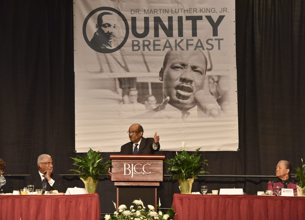 Keynote speaker J. Mason Davis. The Dr. Martin Luther King, Jr. Unity Breakfast held at the Birmingham-Jefferson Civic Complex in Birmingham Alabama Monday January 15, 2017. (Frank Couch / The Birmingham Times)