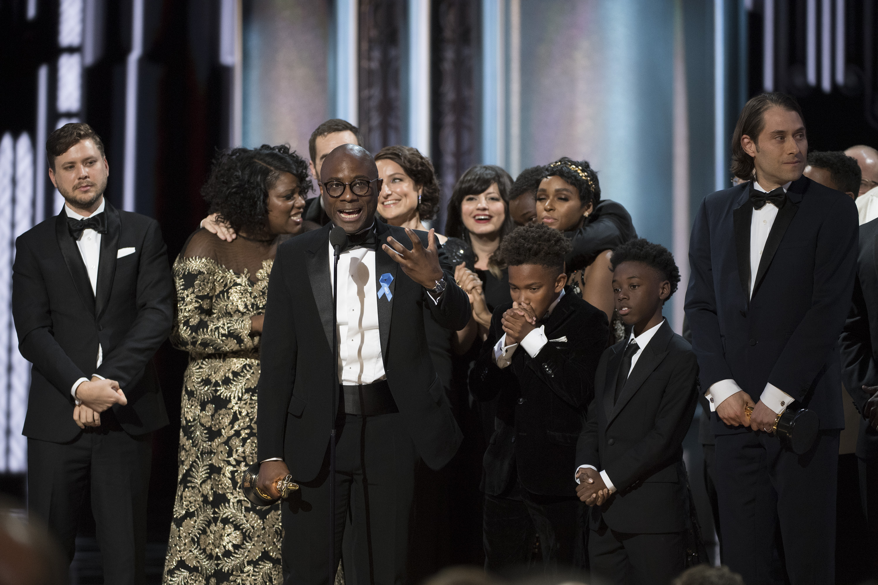 Barry Jenkins and the cast of 'Moonlight' accept the Academy Award for Best Picture. (ABC/Eddy Chen)