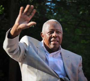 Hank Aaron made history by holding more Major League batting records than any other player in baseball’s history. (Wikimedia Commons)