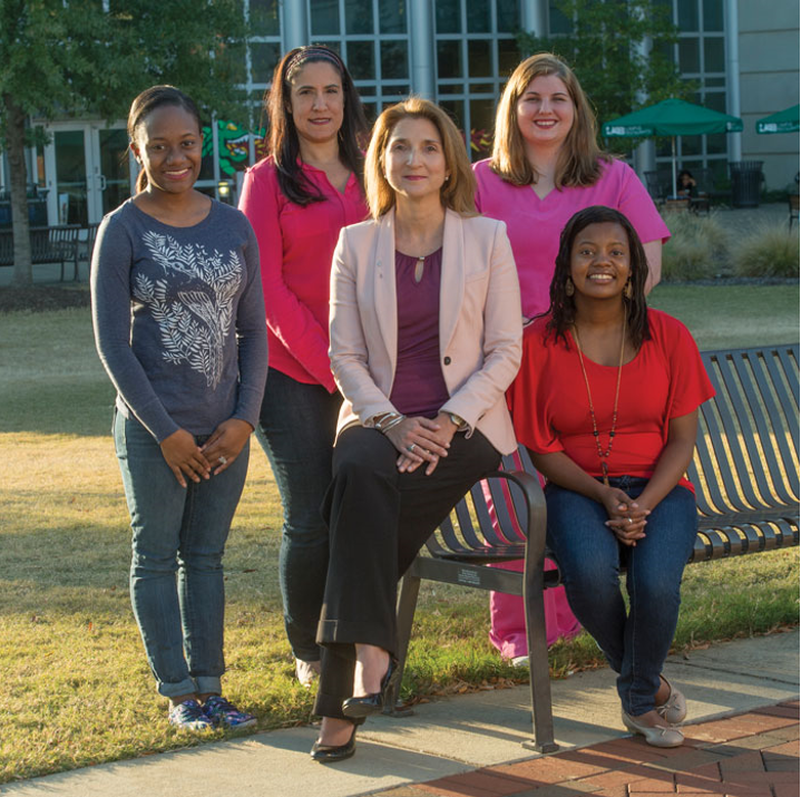 Research by (from left) Samantha McDonald, Nayivis Cunill, Lourdes Sánchez-López, Charli Hannah Tyree, and Nicole Lassiter could help local health-care providers assist non-English speakers. (UAB Magazine).