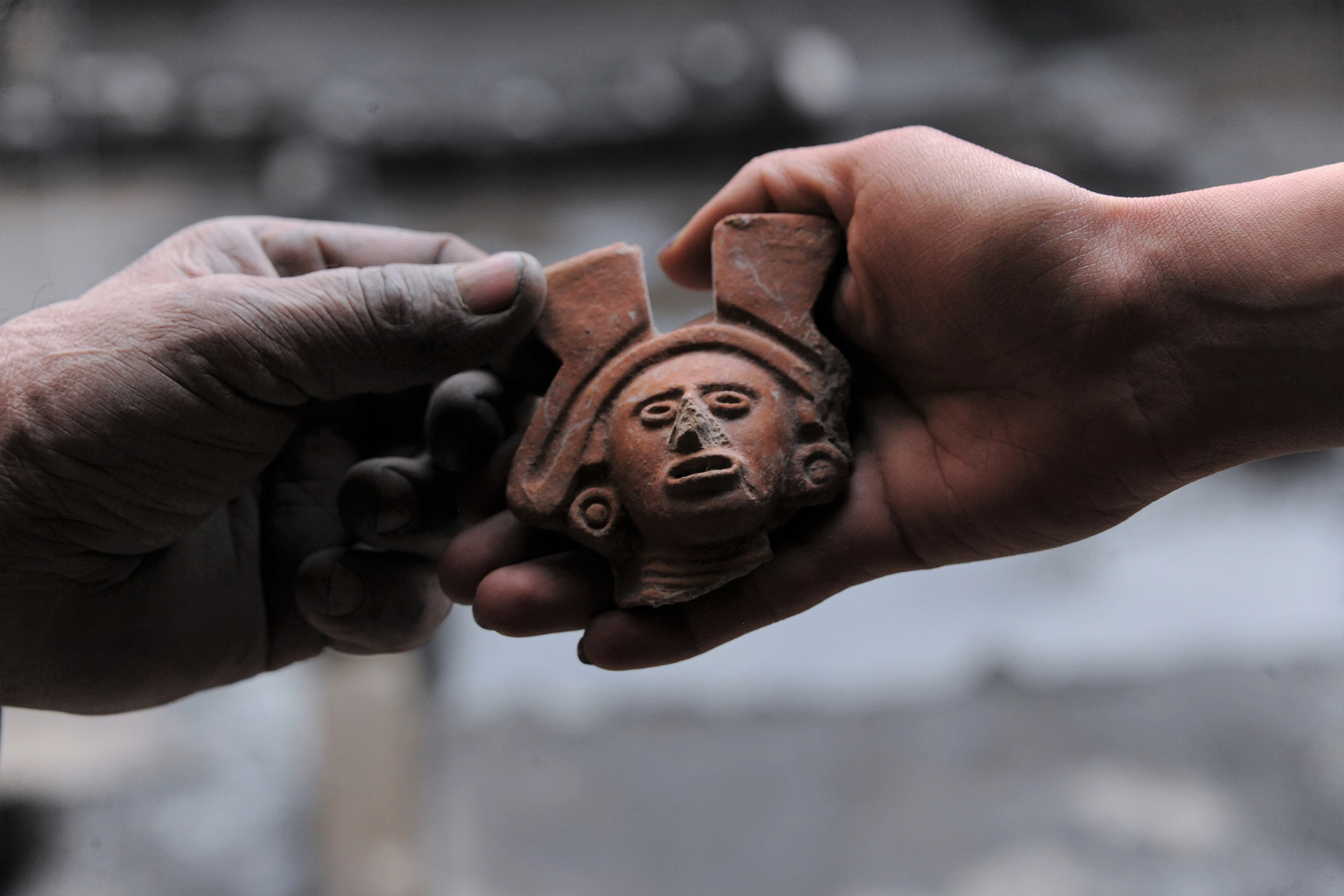 Figurine head found at an archeological site near what is now Garibaldi Plaza in Mexico City that is a representation of the goddess Cihuacoatl. (Mauricio Marat, National Institute of Anthropology and History/Zenger)