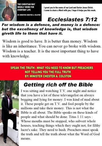 B3christianway and speak the truth wisdom and rich off the bible