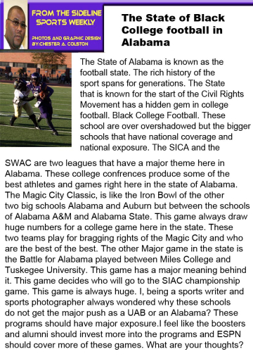 CHESTER FROM THE SIDELINE the state of black college football in alabama