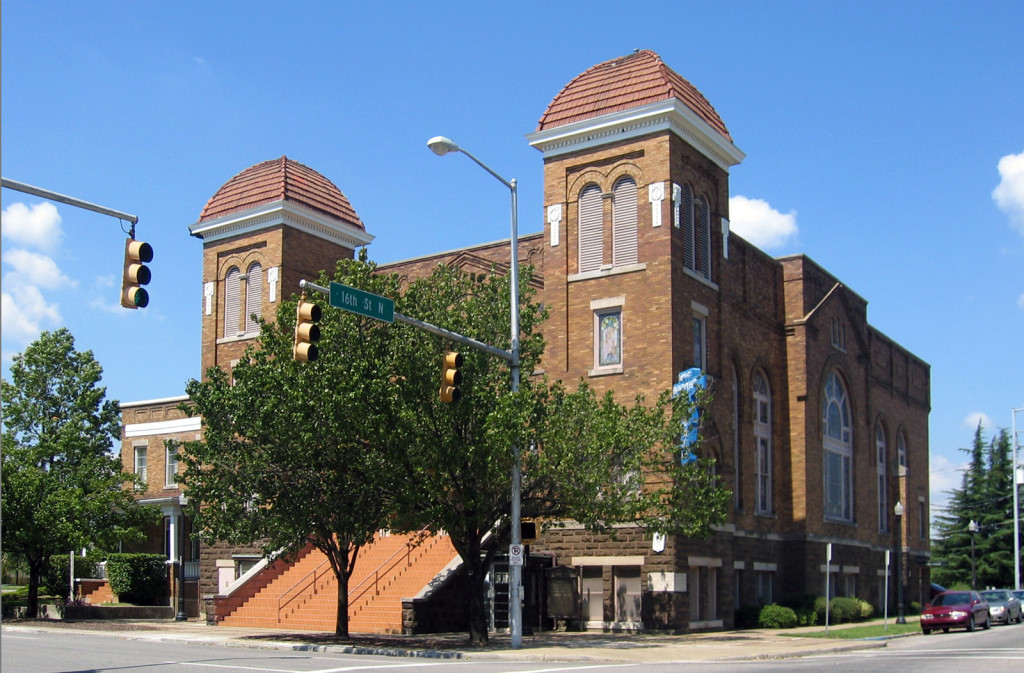 The Sixteenth Street Baptist was organized in 1873 as the First Colored Baptist Church of Birmingham. Throughout its history, Sixteenth - which became known as "Everybody's Church" - was used as a meeting place, social center, and lecture hall for black citizens. (Wikimedia Commons)