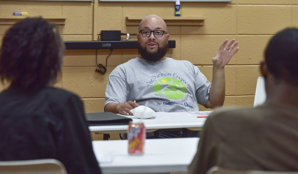 Camera Blue leads a class on Restorative Justice for people who have just entered the program. (Frank Couch / The Birmingham Times)
