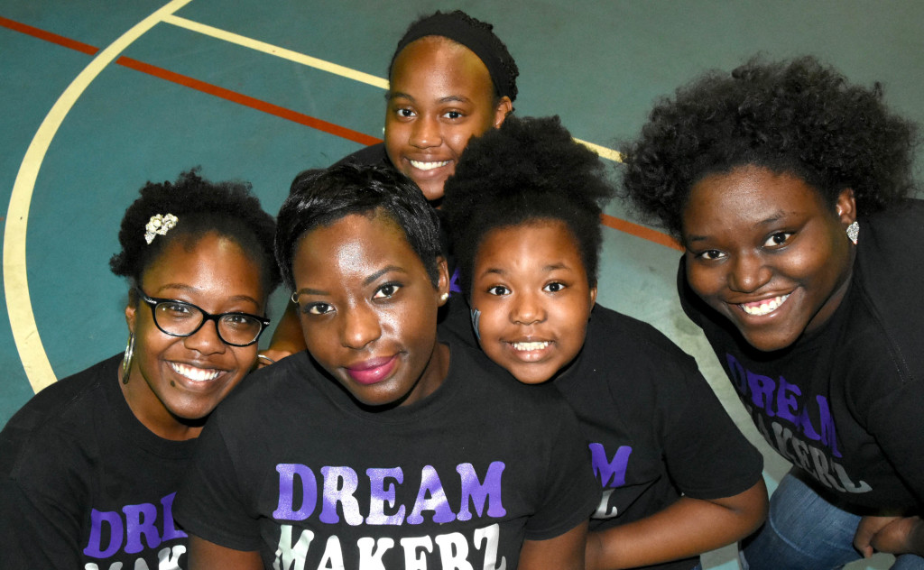 Dream Makerz include, from left: Ebone Watkins, Hiranda Brock, Kymberli Jones, Jamesia Grant and Aukedra Barfield. (Solomon Crenshaw Jr. photos, for The Birmingham Times).