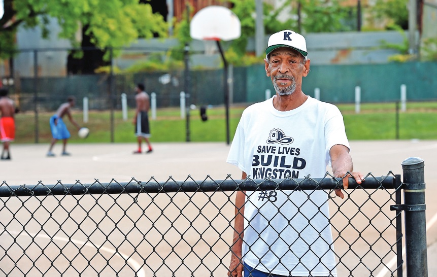 Hamidullah Rahmann poses by a basketball court that is scheduled to be renovated at Stockham Park. (Mark Almond, special to The Times)