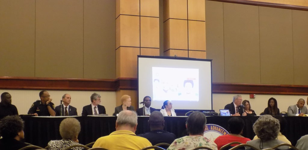 The "Race and Policing in America" panel during the Alabama NAACP's 64th Annual Convention brought citizens, law enforcement, and criminal justice experts together for dialogue about police reform. (Monique Jones, The Birmingham Times)