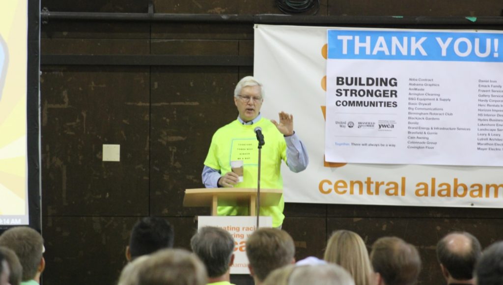  Jim Gorrie thanks the room of volunteers and subcontractors during Wednesday's reveal of new renovations at the YWCA. 