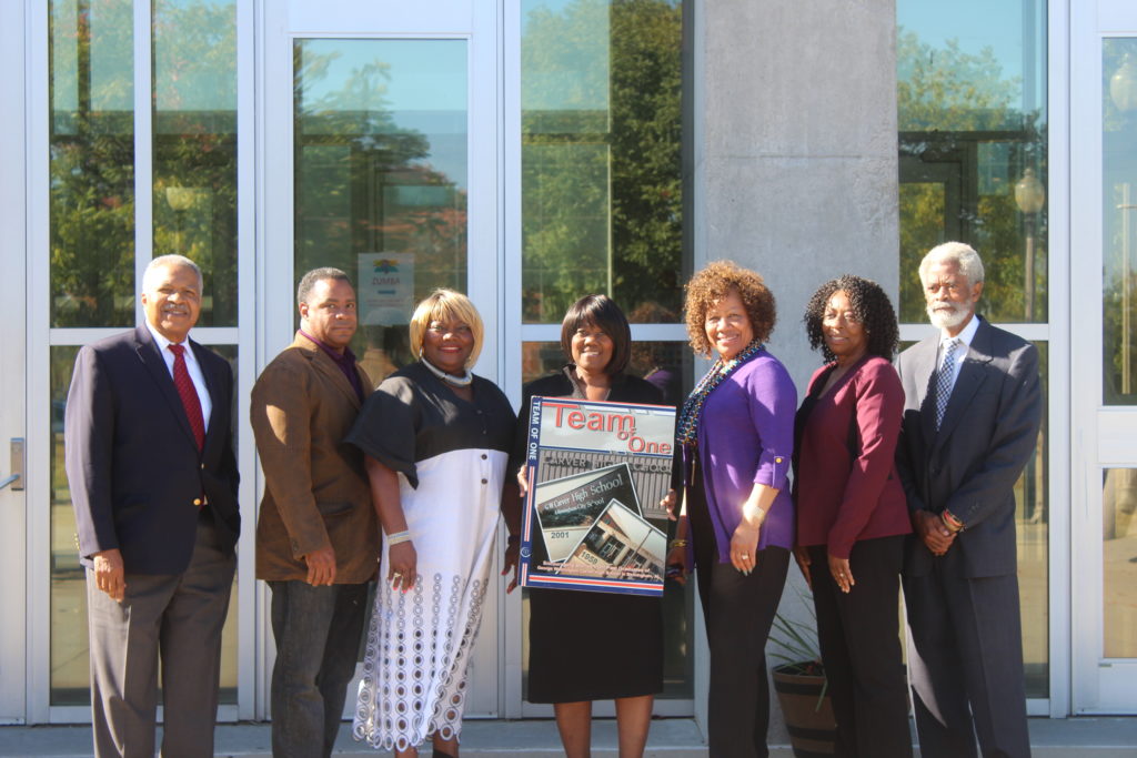 From left: Isaac Ravizee, author; Dr.Charles Willis, principal of CHS; Georgia McCoy-O'Neal, author; Barbara Thomas-Goudy, president of CHSNALC; Sarah Williams-Nettles, author; Candace Fisher Hill, alumni member; Dr. Clifto Latting, author of records. (Provided photo)