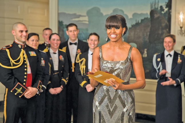 First Lady Michelle Obama announces the Best Picture Oscar to "Argo" from the Diplomatic Room of the White House. (Wikimedia Commons)
