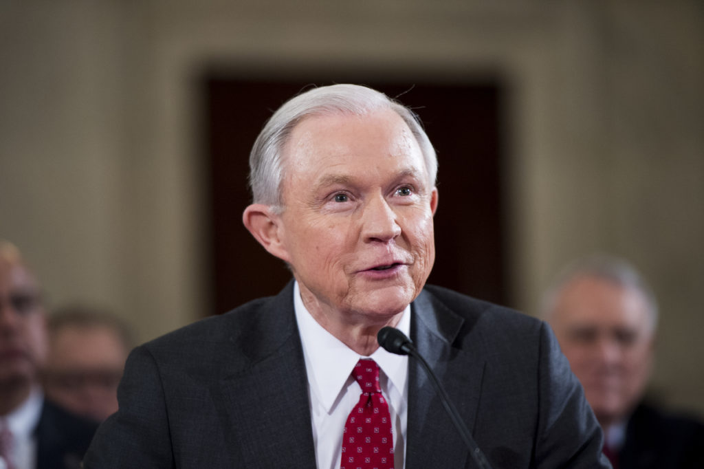 Sen. Jeff Sessions, R-Ala., testifies during the Senate Judiciary Committee hearing on his confirmation hearing to be Attorney General in the Trump administration on Tuesday, Jan. 10, 2017. (Photo By Bill Clark/CQ Roll Call) (CQ Roll Call via AP Images)