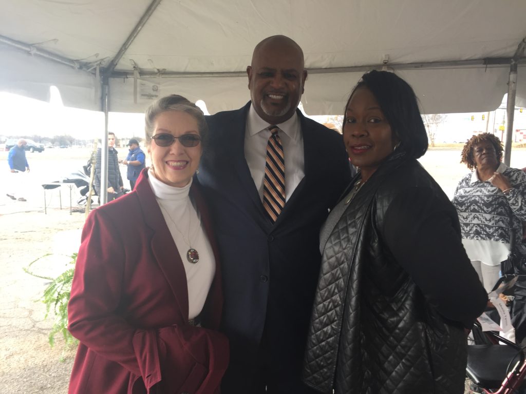 From left: Birmingham City Councilmembers Valerie Abbott, Steven Hoyt and Sheila Tyson at Crossplex Village groundbreaking. (Provided photo)