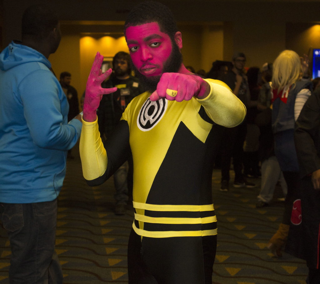 A cosplayer portrays Sinestro, a character from D.C. Comics. (Provided photo)