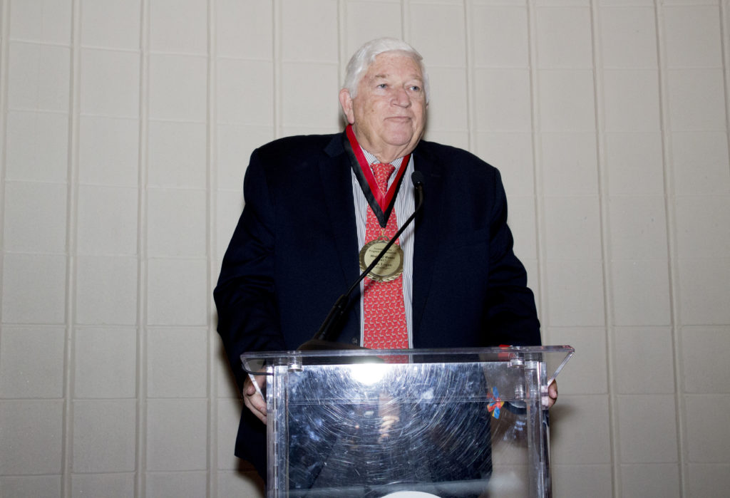 Don Logan, reception honoree, accepts his award during the Second Annual Medal of Honor Awards Reception at the BJCC Feb. 10. (Reginald Allen, special to The Times)