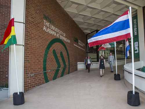 Faculty, students, administration and staff held the grand opening of the INTO UAB Center on April 13. (UAB photo)
