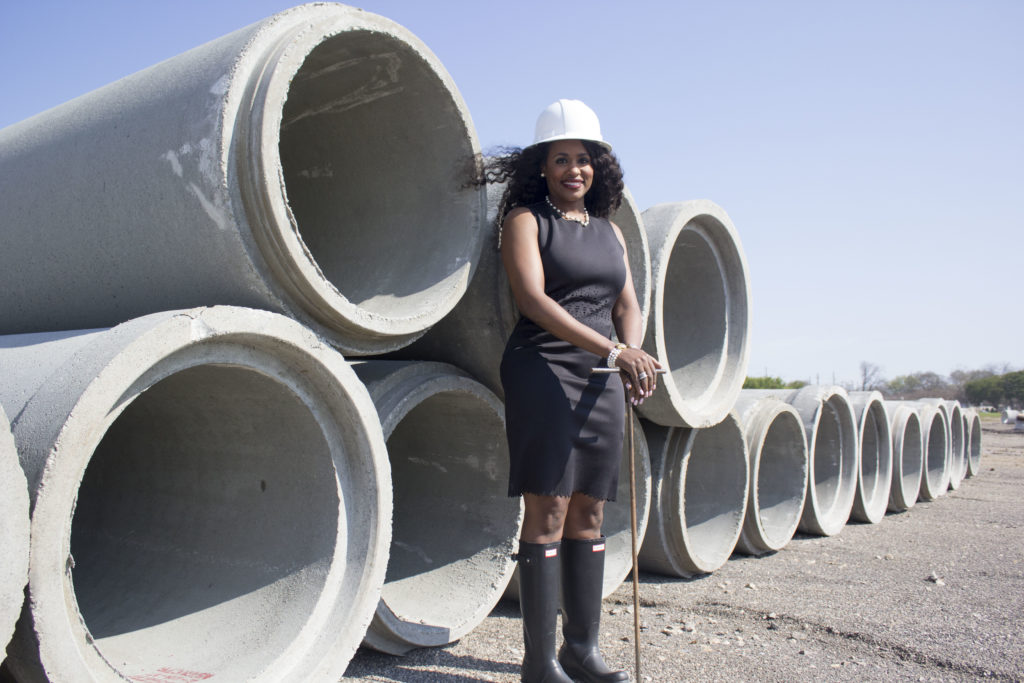 L’Tryce Slade stands at the construction site at the Birmingham Crossplex. Slade is involved with the construction project at the Crossplex. (Reggie Allen, for The Birmingham Times) 