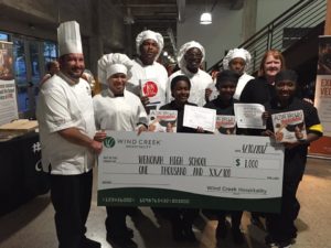 Wenonah High’s seniors were awarded titles of Best Taste and Best Presentation and received autographed copies of television personality Alton Brown’s cookbook “EveryDayCook” and the $1,000 prize for the academy. They worked in partnership with chefs from Wind Creek Hospitality. (Provided photo)