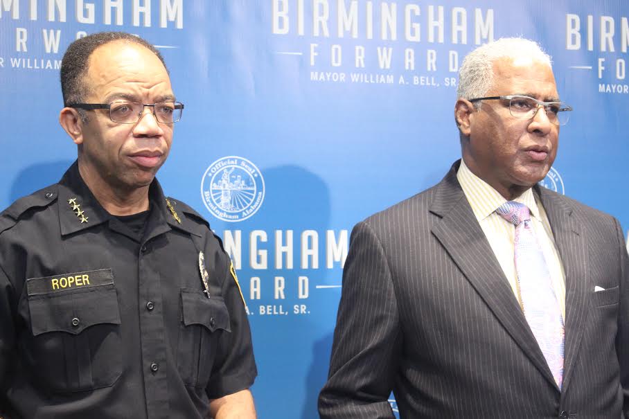 Police Chief A.C. Roper and Mayor William Bell announce a month-long operation in efforts to decrease violence in the city. (Ariel Worthy, The Birmingham Times)