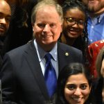 Surrounded by students