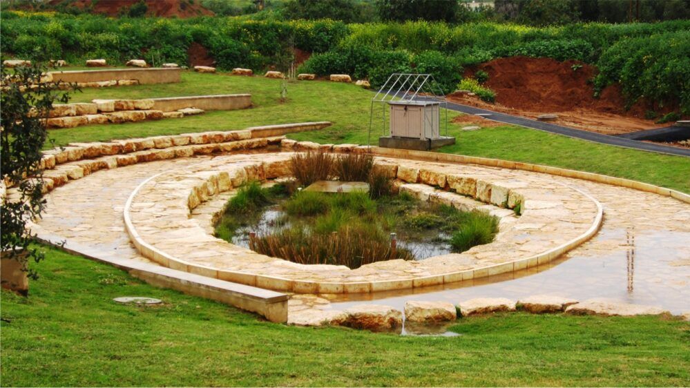 Israel’s first stormwater biofiltration system, built by KKL-JNF in Kfar Saba. (Courtesy of The Center for Water Sensitive Cities in Israel)
