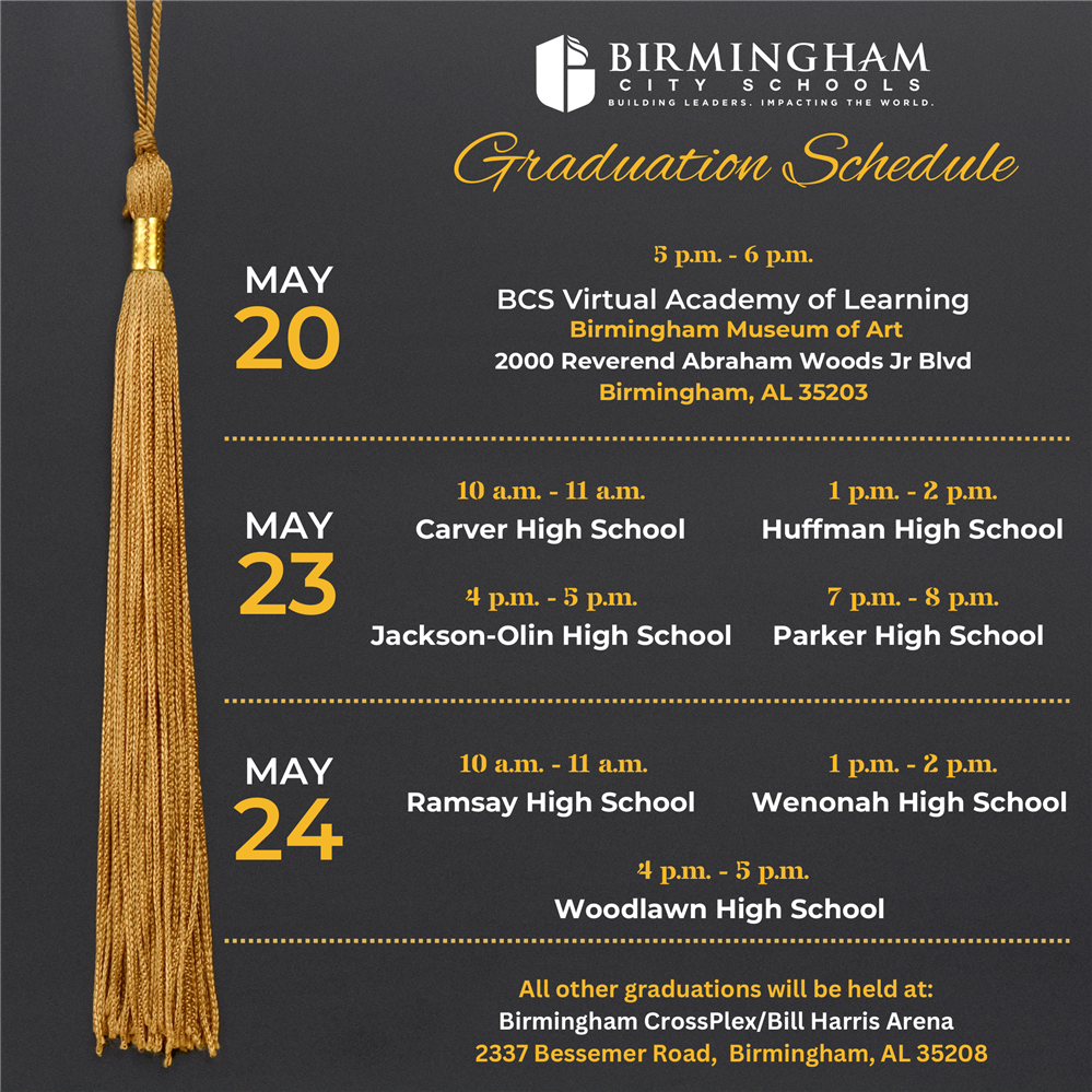 Birmingham City Schools to Livestream Each High School’s Graduation